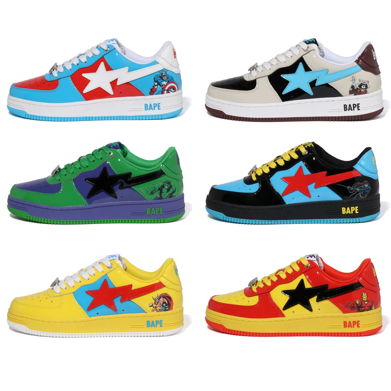 A Bathing Ape Bape Sta Marvel Comics Rocket Raccoon Thor Hulk Captain America Black Widow Iron Man  2022 (1) - newkick.vip